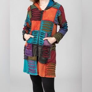 Vibrant Patchwork Women's razor cut Jacket creative design size small